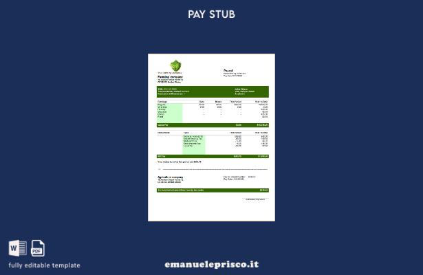 stile verificato Modello di dichiarazione dei guadagni modificabile dell'azienda